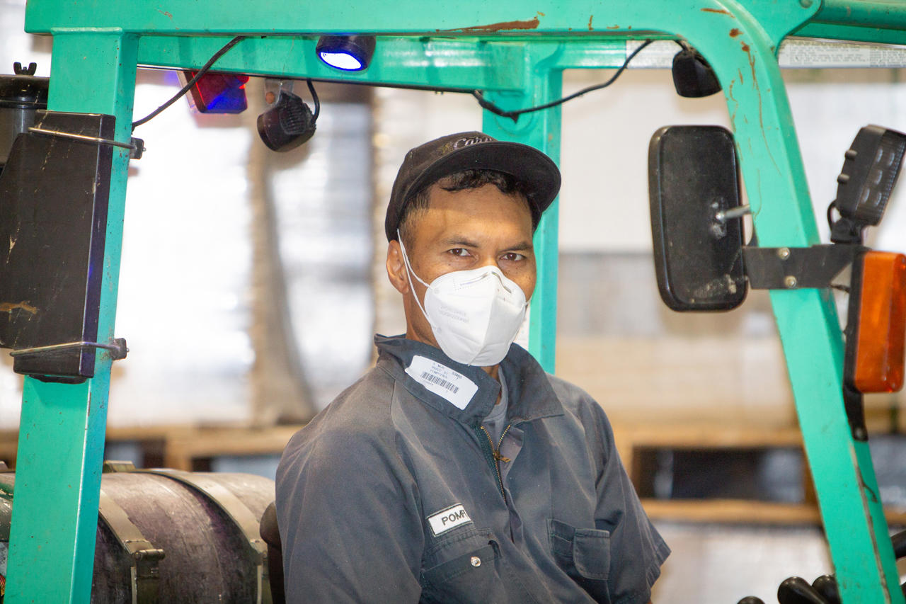 Operating forklift at Greenlea plant